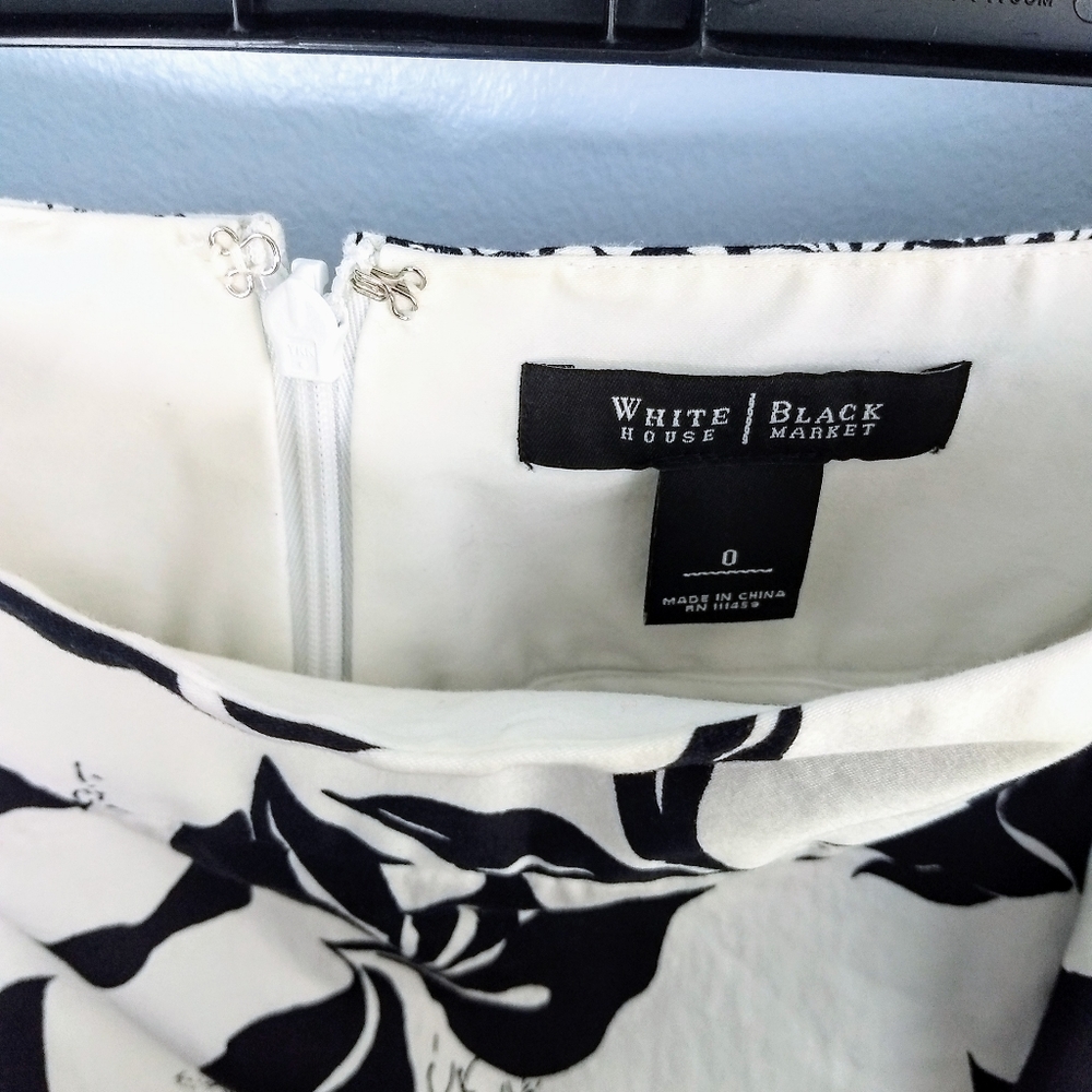 WHBM Black & White Pencil Skirt w/ Ruffle - Picture 6 of 7